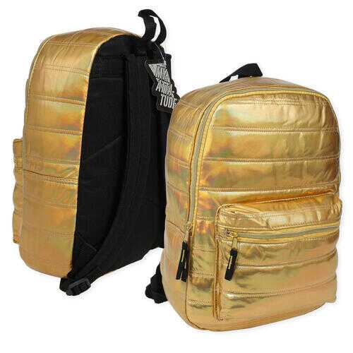 Case of [12] 15" Classic Metallic Puffy Backpack - Gold