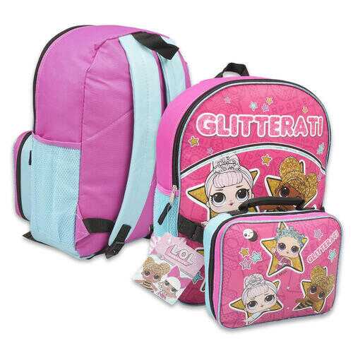 Case of [12] 16" LOL Surprise! Glitterati Backpack with Lunch Bag