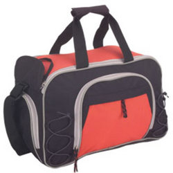 Case of [18] Deluxe Gym Duffel Bags - Black w/Red, 18"