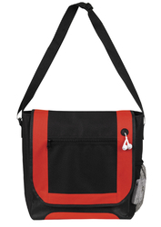 Case of [50] Messenger Bags -Black w/Red, 12"