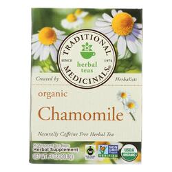 Traditional Medicinals Organic Chamomile Herbal Tea - Caffeine Free - Case of 6 - 16 Bags