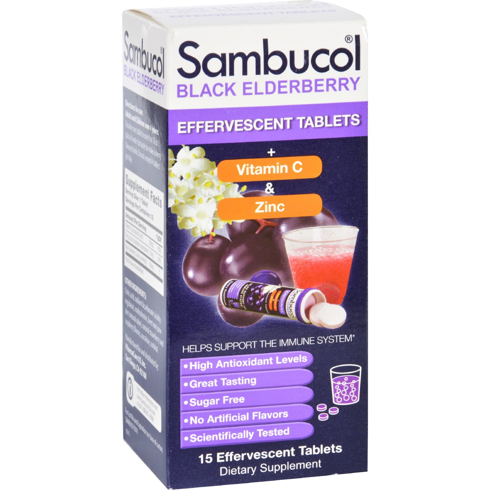 Sambucol Original Plus Vitamin C and Zinc Effervescent Tabs 15