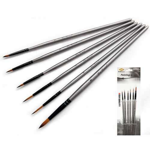 6pcs/set Nylon Delineating Line Pen Professional Painting Brush Silver