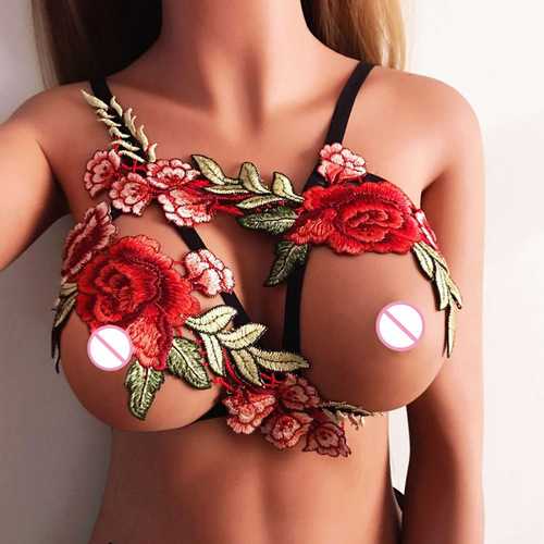 2017 Women's Sexy Cupless Floral Bandage Harness Bra Bustier Crop Tops
