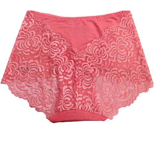 Watermelon Red Floral Lace High Waist Lifter Panty