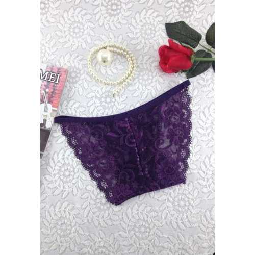 Purple Underwear Lace Embroider Ladies Panty