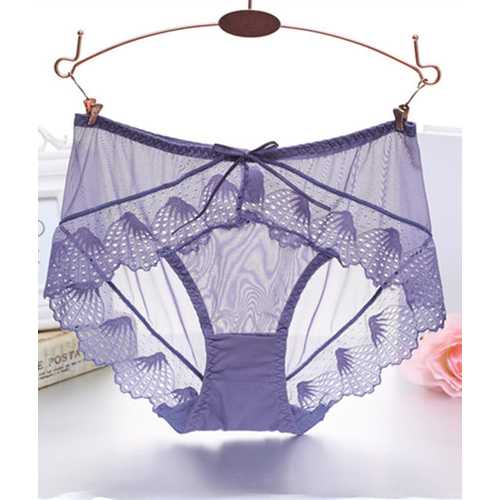 Women Sexy Panties Lace G-String T Pants Purple