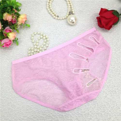 Women Sexy Underpants Hollow out on Back Pink