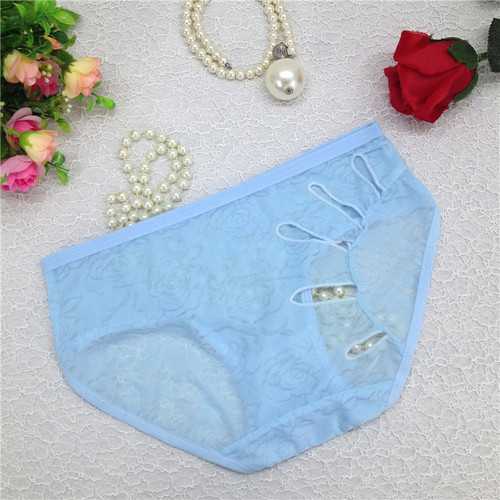 Women Sexy Underpants Hollow out on Back Blue
