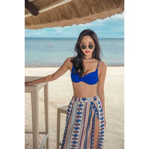 2017 Womens Floral Print Summer Beach Wrap Cover Up Maxi Skirt