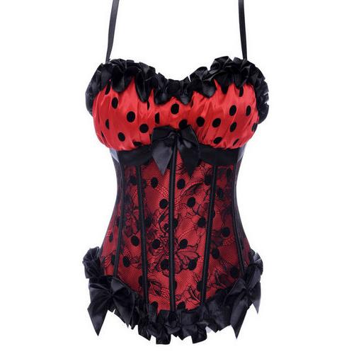Classic Lace Dot Corset Red