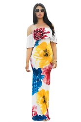 Floral Print Off-the-shoulder Maxi Dress