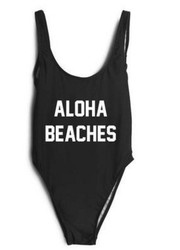 Uhnice Women Atheletic One Piece Racing Training Sports Swimsuit  printed ALOHA BEACHES