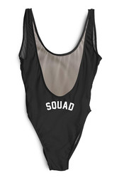 Sexy One Piece High Leg And Open Back Swimwear With Letter Printed SQUAD