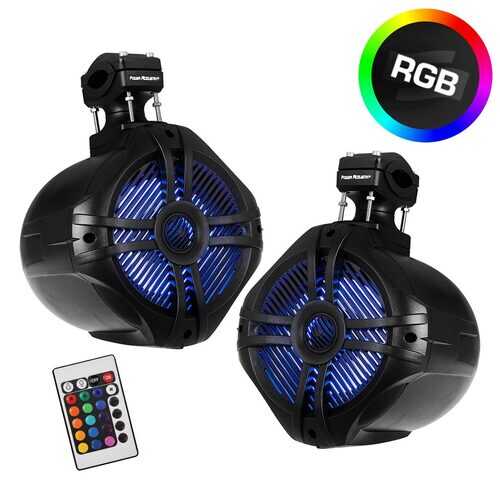 Power Acoustik Marine 6.5" 2-Way Wakeboard Speakers with RGB LED Illumination (Black)
