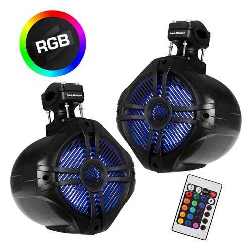 Power Acoustik Marine 8" 2-Way Wakeboard Speakers with RGB LED Illumination (Black)