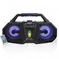Axess Portable Bluetooth Dual 4" Speakers with Flashing LED Lights