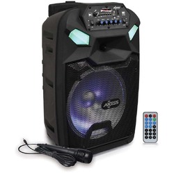 Axess Portable Bluetooth PA Speaker System Wired Microphone Rechargeable Battery Party LED Lights
