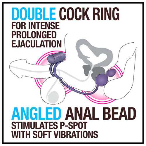 Anal Adventures- Platinum - Silicone Anal Ball  With Vibrating C-Ring- Black