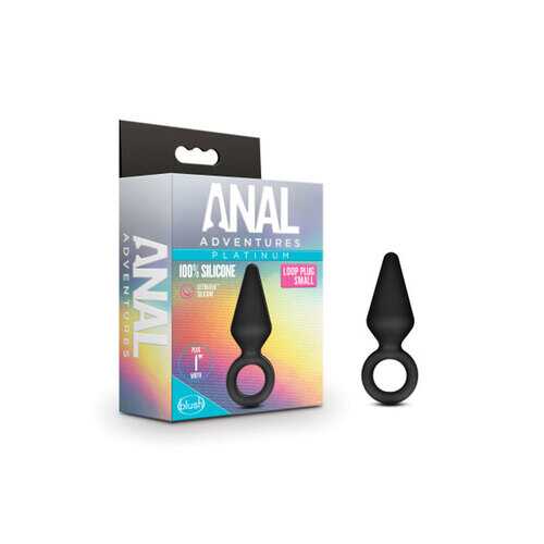 Anal Adventures - Platinum - Silicone Loop Plug - Small - Black