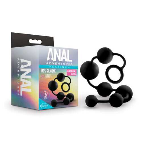 Anal Adventures - Platinum - Silicone Large Anal  Beads - Black