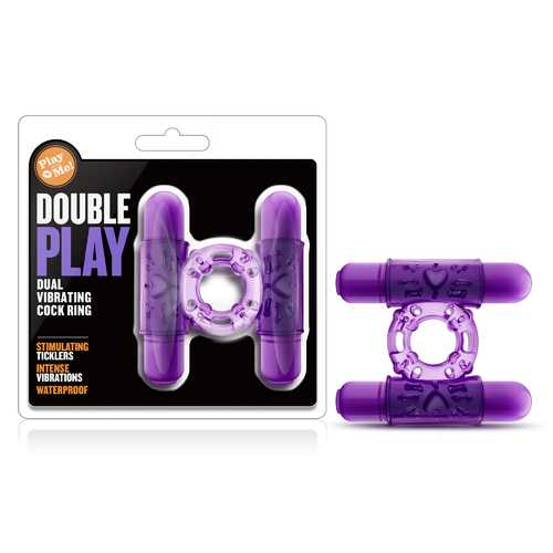 Play With Me - Double Play - Dual Vibrating Cock Ring - Purple