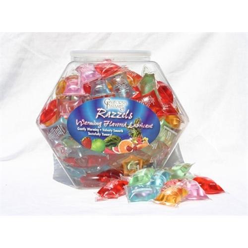 Razzels Warming Lubricant - 100 Pillow Fishbowl - Assorted Flavors