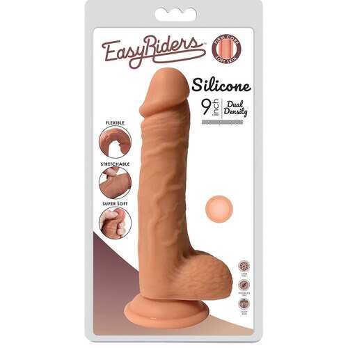Easy Riders 9 Inch Dual Density Silicone Dildo With Balls - Light
