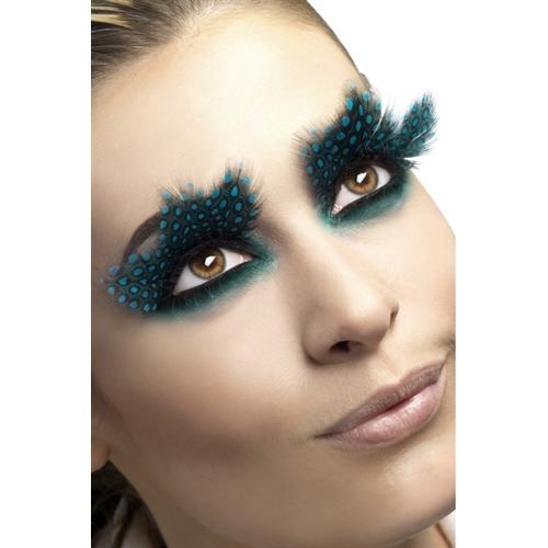 Large Aqua Dots Feather Eyelashes