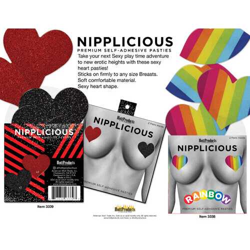 Nipplicious - Rainbow Nipple Pasties - Hearts and Lips