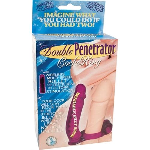 Double Penetrator Cock Ring - Purple