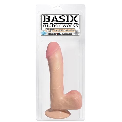 Basix Rubber Works - 7.5 Inch Dong With Suction Cup - Flesh