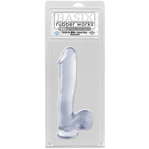 Basix Rubber Works - 10 Inch Dong With Suction Cup - Clear
