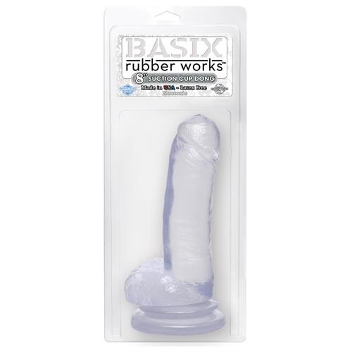Basix Rubber Works 8 Inch Dong With Suction Cup -  Clear
