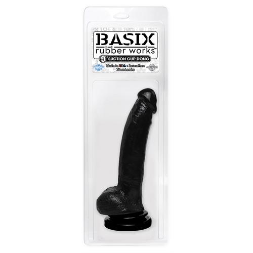 Basix Rubber Works 9 Inch Suction Cup Dong - Black