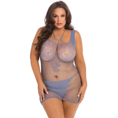Absolutist Lace and Net Dress - Blue - Queen Size