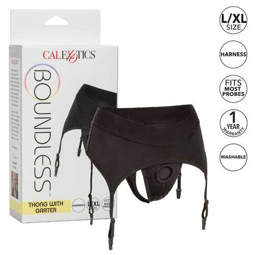 Boundless Thong With Garter - L/xl - Black