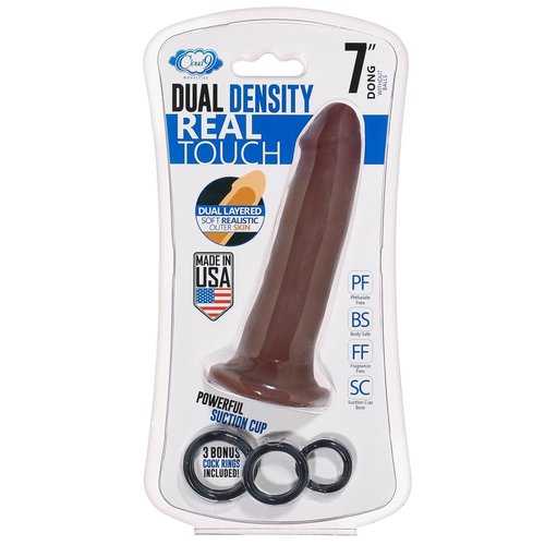 Cloud 9 Novelties Dual Density Real Touch 7 Inch With No Balls - Brown