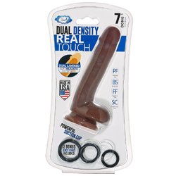 Cloud 9 Novelties Dual Density Real Touch 7 Inch With Balls - Brown