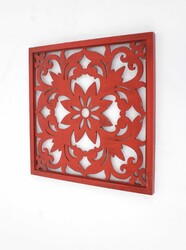1" x 24" x 24" Red Vintage Floral - Wall Plaque