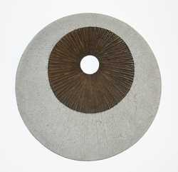 1" x 19" x 19" Brown & Gray Round Double Layer Ribbed  Wall Decor