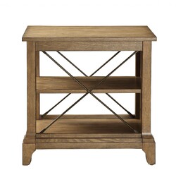 Rustic Light Oak End Table with X-Bar Detail