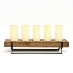 5-Candle Metal and Wood Holder Centerpiece