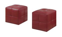 24" x 24" x 24" Red  Leather Look  Ottoman 2pcs Set