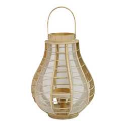 Bamboo and Wood Burlap Mesh Lantern