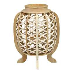 Carribean Style Bamboo and Wood Jute Lantern