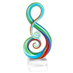 11" MultiColor Art Glass Clef Centerpiece on Crystal Base