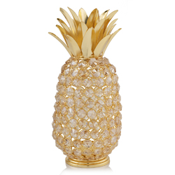 11" Faux Crystal and Gold Pineapple Sculpture