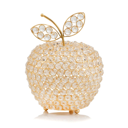 10.75" Medium Faux Crystal Gold Apple Sculpture