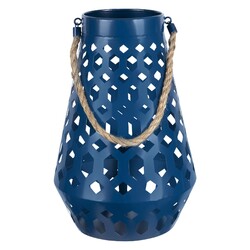 Blue Metal Hexagon Design Lantern
